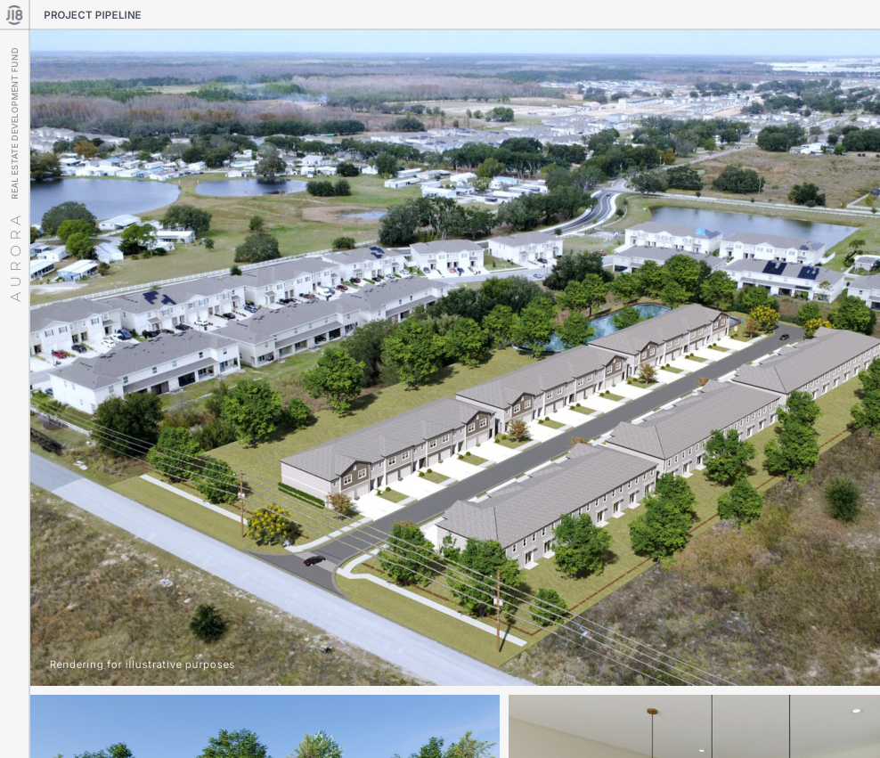 Illustrative rendering of a Central Florida townhome community near the Orlando attractions